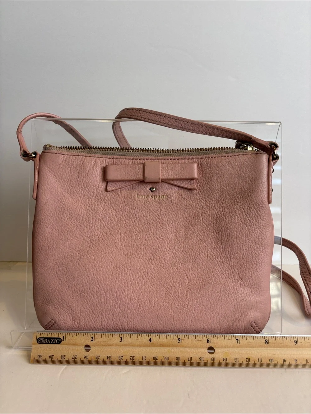 kate spade Pink Pebbled Leather Crossbody with Bow Detail